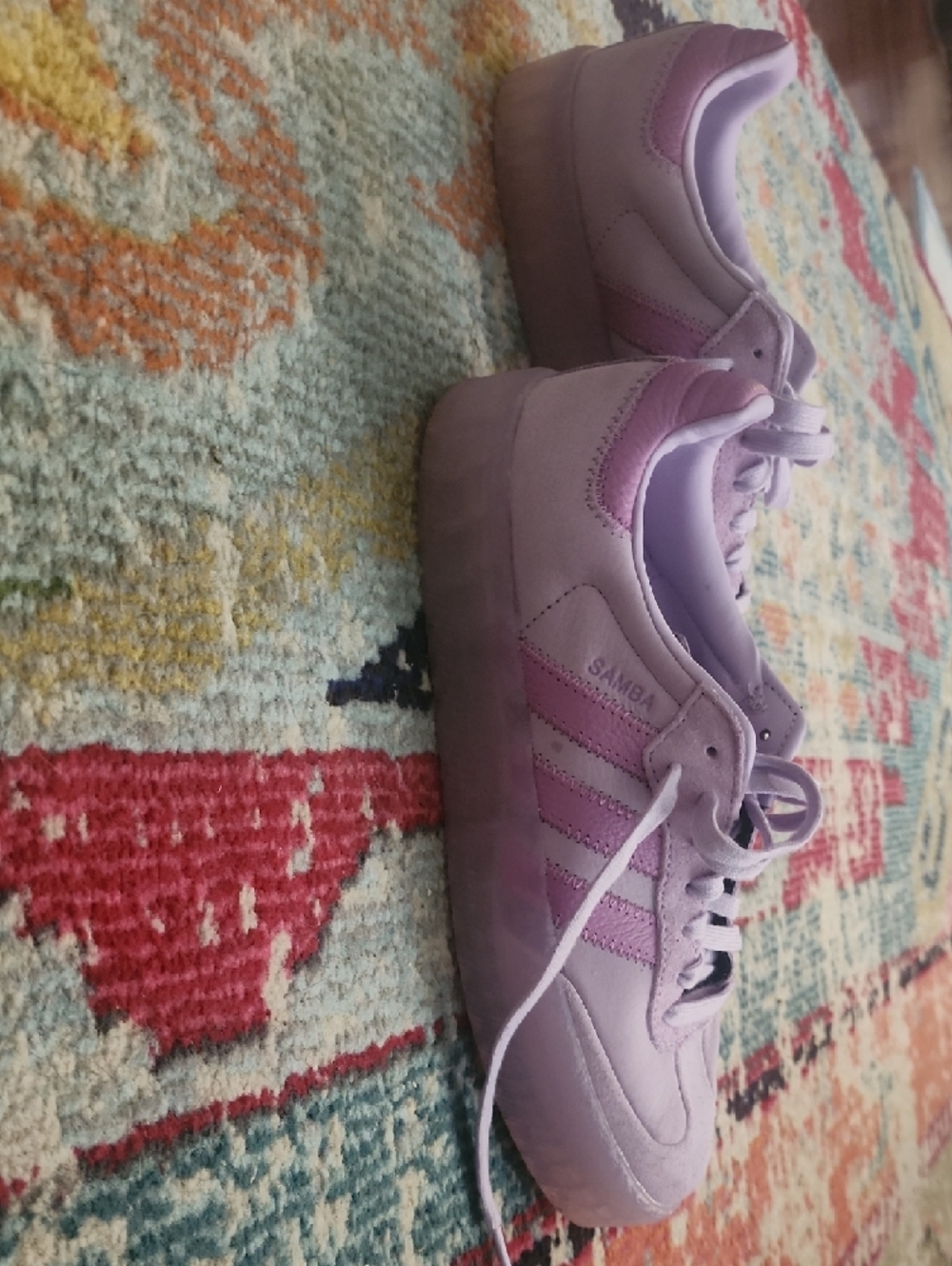 adidas Lavender Low-Top Samba Womens Suede Sneakers - Size 8 - Picture 2 of 7